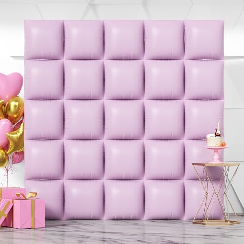 NISOCY 25PCS Matte Pastel Purple Square Foil Balloons Wall Backdrop by NISOCY
