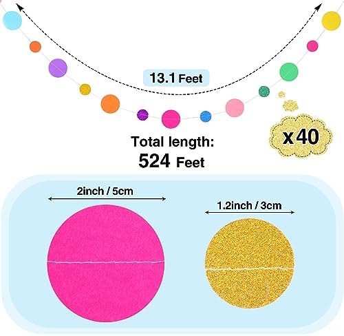 Outus 40 Pieces Dot Garland Banner Hanging, Rainbow - Image 2