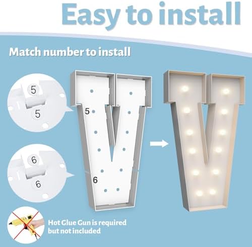 4FT Light Up Marquee Letter V - Large Foam Board Mosaic Kit - Image 4