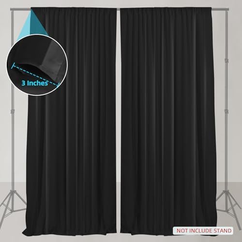 Black Backdrop Curtain, 10x10ft, 5x10ft 2 Panels - Image 4