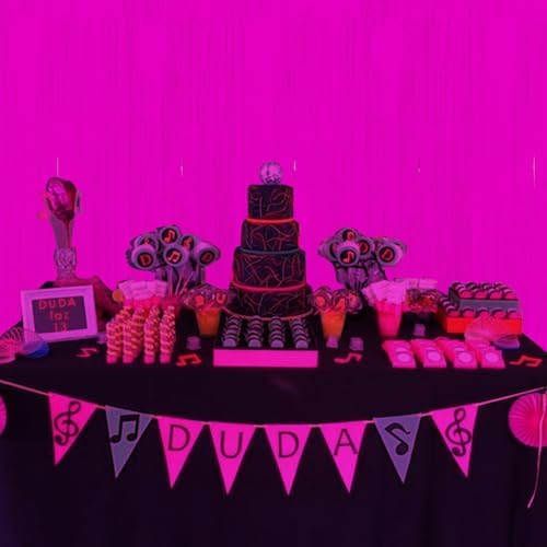 6 Pack 3.3Ft x 6.6Ft Hot Pink Glow in The Dark Foil Fringe Curtain Backdrop Party Supplies, Fluorescent Macaron Metallic Tinsel Foil Streamers Curtain Photo Booth for Neon Birthday Party Decorations - Image 6