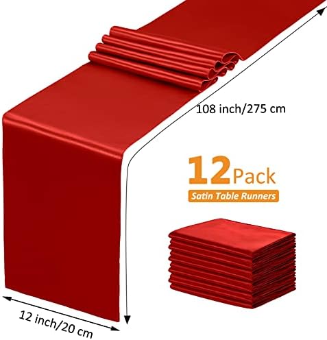 SiinvdaBZX 12 Pcs Red Satin Table Runner 12 x 108 inches Long - Image 4