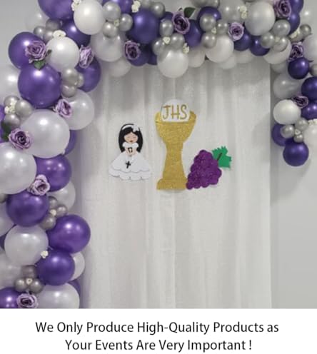ShinyBeauty 4FTx7FT White Sequin Backdrop,Elegant Wedding & Party Decor,Sparkly Photo Background, Seamless Sequin Curtain | Perfect for Events - Image 2
