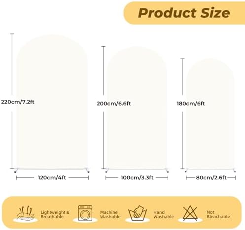 6.6 ft Arch Backdrop Cover Ivory - Double-Sided Spandex Arch Covers Stretchy Backdrop for Balloon Arches Birthday Party Baby Shower Banquet Wedding Photo Background - Image 2