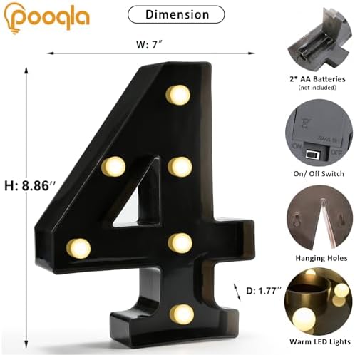 Pooqla Black Light Up Numbers 4, 4th Birthday Decorations for Boys - Image 4