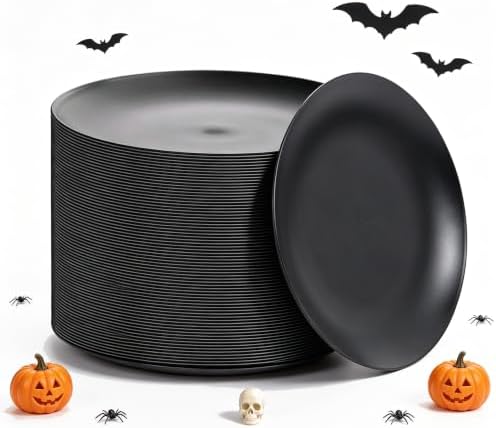 ejonirinjonir 80pcs 10.25in Heavy-Duty Black Plastic Plates for Dinner by Ejonirinjonir