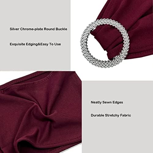 Spandex Chair Sashes Bands, Burgundy, 50PCS - Image 4