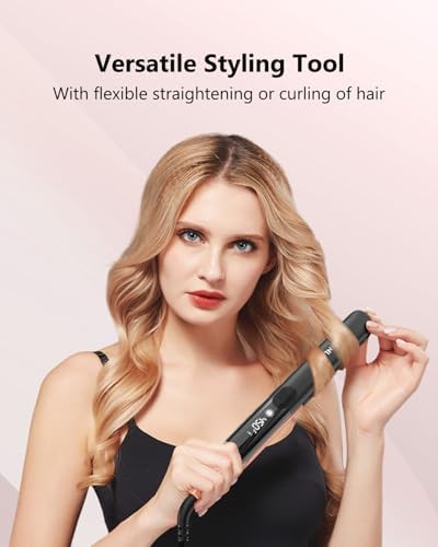 Annlary Hair Straightener 1 Inch Flat Iron and Curler 2 in 1 Titanium Ceramic Ionic Dual Voltage Straightener with Heat-Resistant Silicone, for Less Frizz, Shinier & Smoother - Image 4