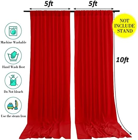 Red Backdrop Curtains 10ftx10ft Christmas Polyester Photo Drapes - Image 4