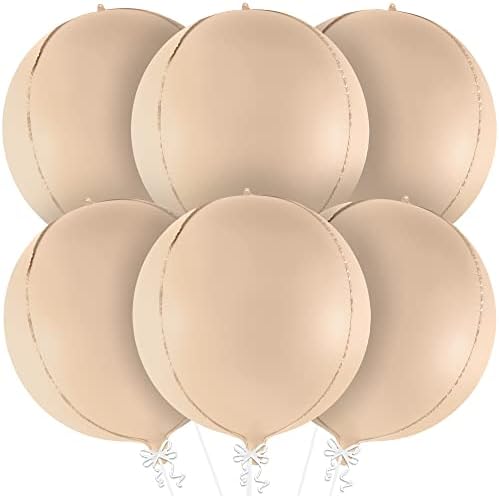 Nude Foil Balloons, Beige Balloons for Boho Birthday Party Pack of 6 by KatchOn