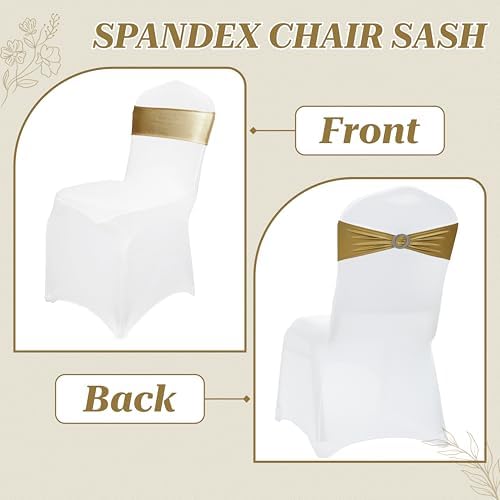 Pack of 100 Spandex Chair Sashes for Wedding Party & Event – Metallic Gold - Image 4