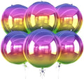 Gradient Rainbow Round Foil Balloons Birthday Prom Decor 22 Inch 6 Pcs by vibzox