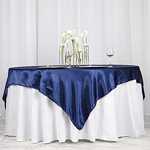 BalsaCircle 10 pcs 72x72 inch Navy Blue Square Tablecloth Satin Fabric Overlays Linens | Table Cloths Cover for Wedding Party Banquet Reception Events Decoration Kitchen Dining Events Kitchen Dining - Image 6