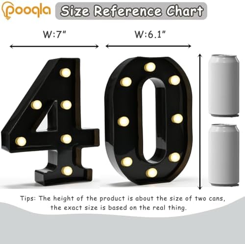 Pooqla Black Light Up Numbers, 40th Birthday Decorations for Men - Image 7