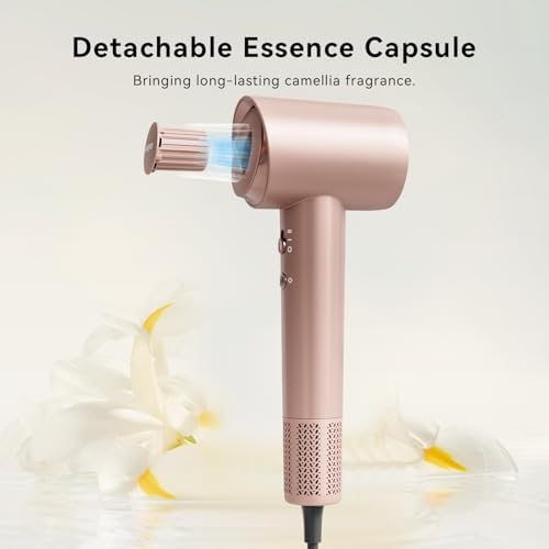 MIAMOR High-Speed Hair Dryer with 130,000 RPM Brushless Motor, 400M Negative Ions Blow Dryer for Fast Drying, Quiet Professional Ionic Hairdryer with Magnetic Nozzle & Fragrance Capsule, Champagne - Image 5
