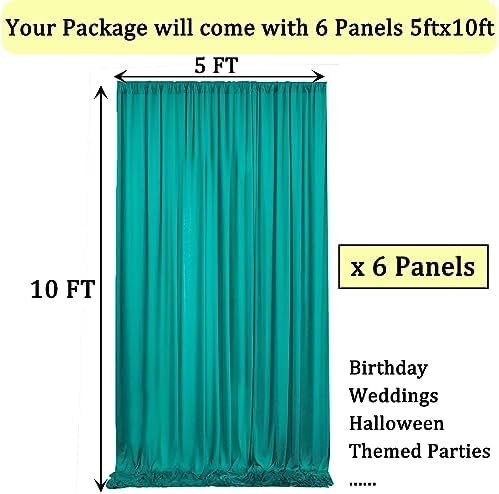 30 ft x 10 ft Wrinkle Free Turquoise Backdrop Curtains for Parties, Thick Polyester Teal Photo Backdrop Drape Panel for Wedding Mermaid Birthday Photography Background Party Backdrop Stand - Image 3