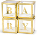 Voircoloria Baby Balloon Boxes with Letters, Gold, 4 Transparent Boxes by Voircoloria