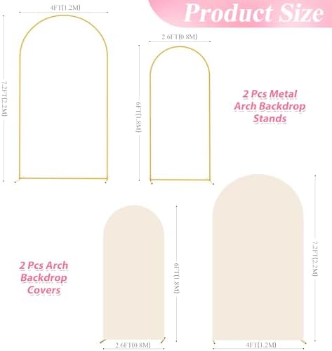 Wokceer Arch Backdrop Stand and Cover Set of 2, 7.2FT,6FT Arch with Cover - Image 2