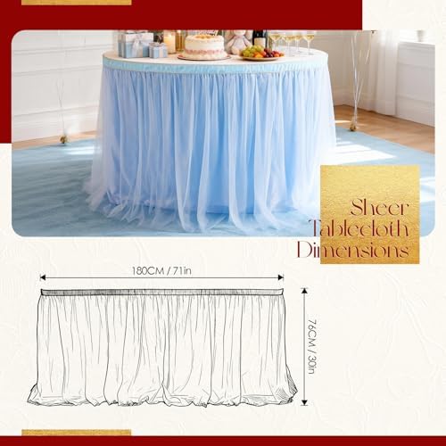 THARAHT Tulle Table Skirt 6FT 180CM Long for Rectangle Tables Round Tables Ruffle Desk Skirt for Princess Girls Birthday Party Cake Dessert Decorations Table Skirt - Image 2