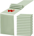 12 Pack Sage Green Satin Table Runner 12 x 108 Inch Long Premium Table Runners for Wedding Party Events Decoration，Birthday Parties, Banquets Decorations, Graduations, Engagements by YMHPRIDE