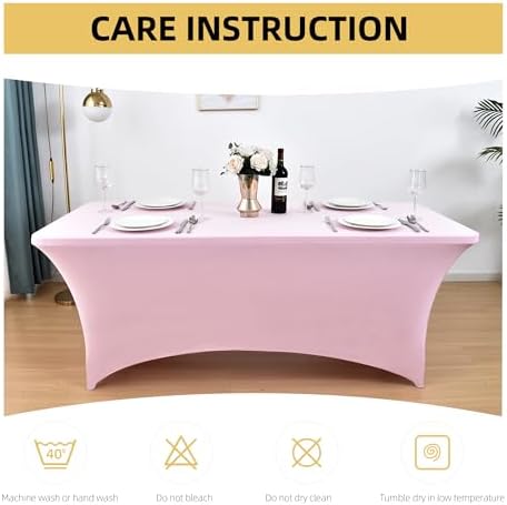 2-Pack 8ft Spandex Table Covers for Rectangle Folding Tables - Washable Elastic Tablecloth - Ultimate Fitted Table Protector for Birthday Parties, Trade Shows, Banquet - Image 6