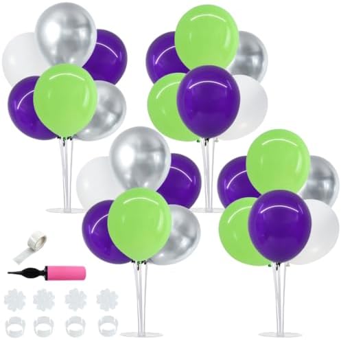 TONIFUL 4 Set Purple Green White Balloon Stand Centerpieces for Table by TONIFUL