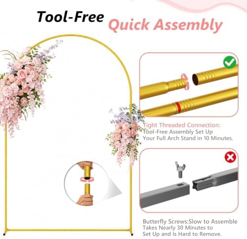 EMART 8/7.2/6.6Ft Metal Arch Backdrop Stand Set 3 for Wedding Party Balloon - Image 2