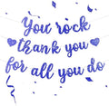 Pre-Strung You Rock Thank You For All You Do Banner - Glitter Employee Appreciation Decorations, Staff Teacher Nurse Recognition Party Supplies, Retirement Office Decor Sign, Large Cardstock Garland (Blue) by Unknown