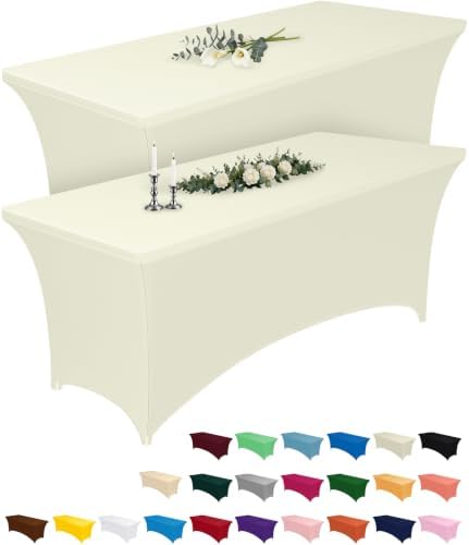Pureegg Spandex Tablecloth 6ft 2 Pack Ivory by Pureegg