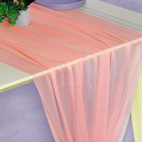 Pack of 25 Chiffon Table Runners 29 x 120 Inch, 14FT Long - Peach - Image 2