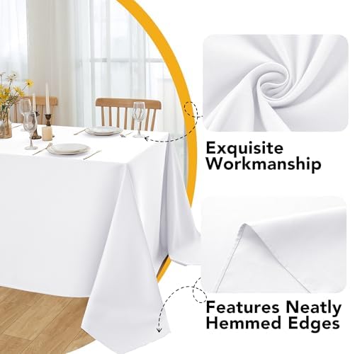 6-Pack White Tablecloths for Rectangle Tables, 90 x 156 Inches - Image 3