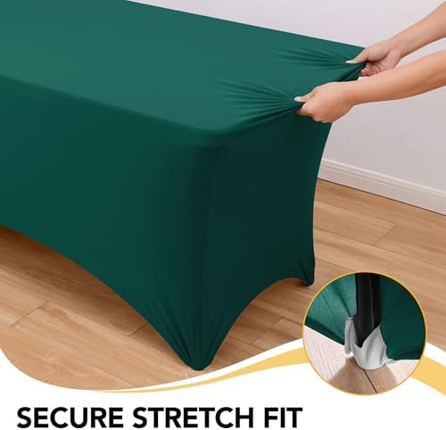 6-Pack Hunter Green Spandex Tablecloths for 6ft Rectangle Tables - Image 3