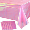 6 Pack Iridescent Plastic Tablecloth, Shiny Disposable Laser Rectangle Table Covers, Holographic Foil Tablecloth Party Decorations for Birthday Bridal Wedding Anniversary Party Supplies, 50 x 100 Inch by EnjoyYourFunnyParties