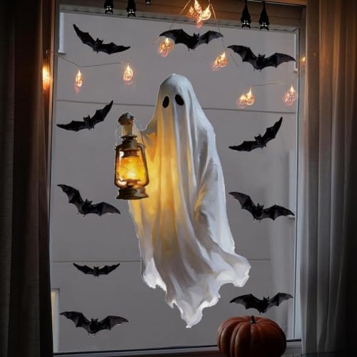 Halloween Window Clings Decorations Ghost Bat Window Stickers Static Spooky Glass Window Sticker Decals for Home Office Classroom Party Haunted House Seasonal Decor 1 Sheet - Image 5