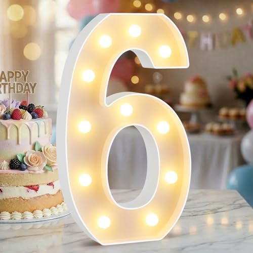 12.6 Inch Marquee Light Up Numbers 6 for Party Decorations by NANXU