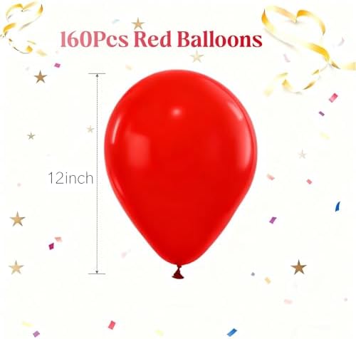 160Pcs Red Balloons 12 Inch Bulk Latex Balloon for Baby Shower Birthday Wedding Party Decorations - Image 2