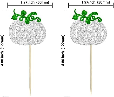 24Pcs Pumpkin Cupcake Toppers Baby Shower Decorations Pumpkin Birthday Decorations Cupcake Picks Pumpkin Gender Reveal Cupcake Toppers Party Supplies Silver - Image 2