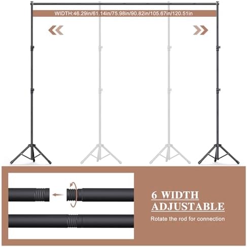 Backdrop Stand 10×8ft (W×H) Adjustable Backdrop Support Ground Kit Photography Photo Shoot Back Drop Stand for Party with Sandbags, Spring Clips, Carrying Bag - Image 2