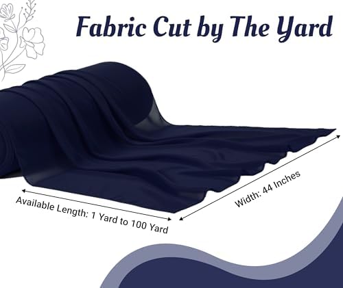 10 Yard Chiffon Fabrics, 44" Wide, Lightweight, Sheer – Navy Blue - Image 4