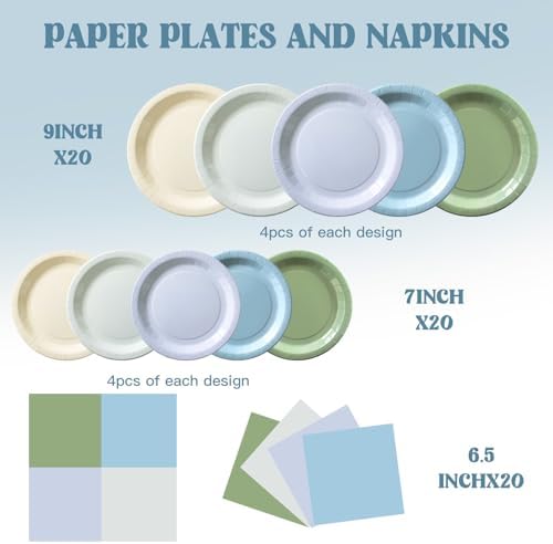 60Pcs Blue Plates and Napkins Party Supplies,Serve 20 Guests - Image 6