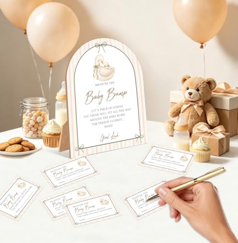 Goose Baby Shower Games, Vintage Goose Measure The Baby Bump Game, 6x8 Inch Arch Wooden Sign With Stand And 50 Guessing Cards, Gender Reveal Party Supplies & Decorations - AD04 - Image 3
