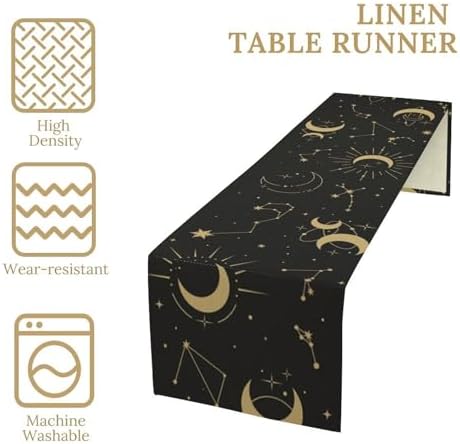 Sun Moon Table Runner Magical Boho Tarot Astrology Stars Seasonal Autumn Dinner Runner for Farmhouse Party Holiday Home Kitchen Dining Table Decoration 13"x70" - Image 4