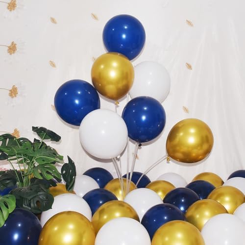 300 Pack Navy Blue Gold and White Balloons 5 Inch Metallic Latex Bulk Small Balloon Arch Garland Kit for Birthday Wedding Bridal Baby Shower Supplies Graduation Party Decorations by BAOKUANHU