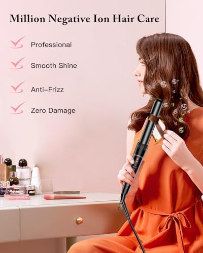 Long Barrel Curling Iron Wand Set, BESTOPE PRO 6 in 1 Curling Wand Set with Ceramic Barrel for Long/Medium Hair, 0.35"-1.25" Interchangeable Hair Wand Curler, Dual Volts, Include Glove & Clips - Black - Image 6