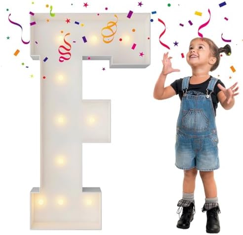 3FT Marquee Letters, Large Light Up Letters F for Party Decor by MerryMosaics