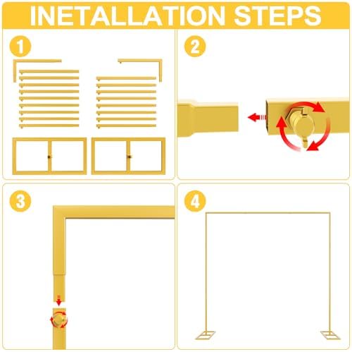 Heavy Duty Backdrop Stand, 8ft x 8ft, Adjustable Pipe and Drape Kit, Gold - Image 5