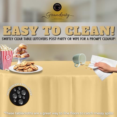 Grandipity Plastic Table Cloth Disposable 12 Pack 84" Round Ivory - Image 3