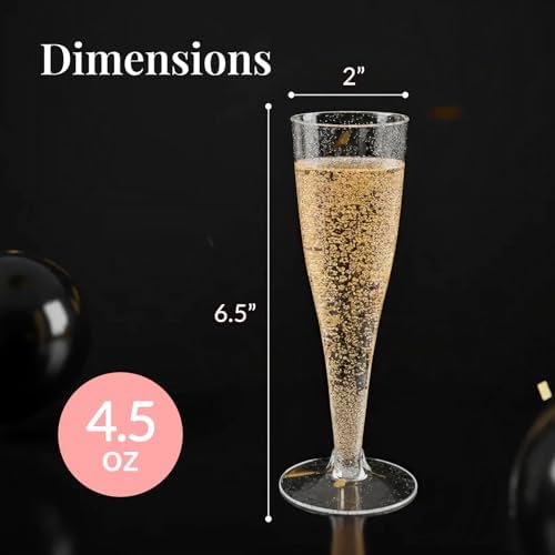 Prestee Disposable Champagne Flutes, 4.5 oz Plastic Champagne Glasses - Image 3