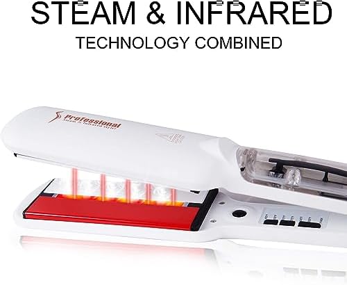 DORISILK Steam Hair Straightener and Curler Iron 2 in 1, Professional Salon Infrared Flat Iron Wide Tourmaline Ceramic Plate, Vapor Straighteners for Hair Instant Heat Up Adjustable Temp, 2 Inch White - Image 2