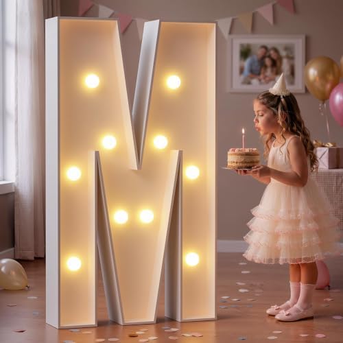 imprsv Large Marquee Letters, 4FT Light Up Letters M Sign for Party Decor by Letsmakeitimpressive